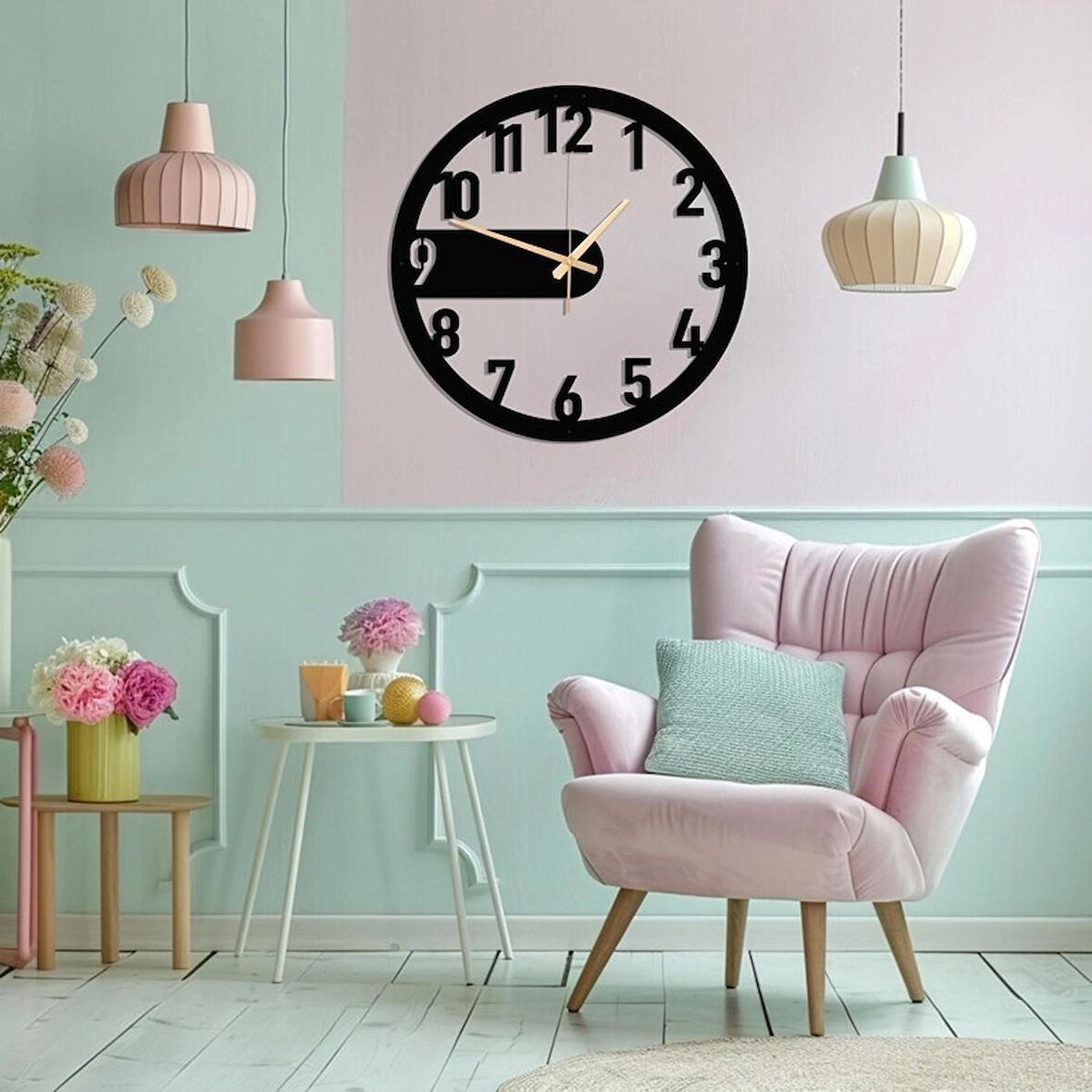 Modern Ahşap Tasarimli Dekoratif Duvar Saat