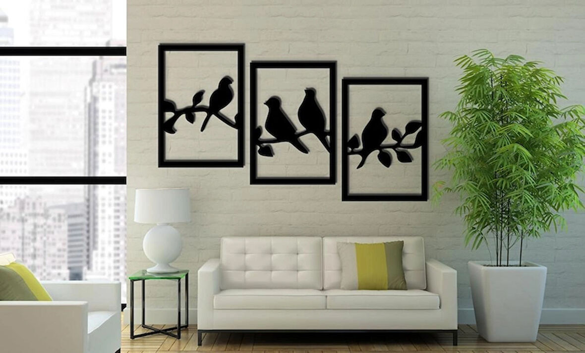 3lu Kuş dekoratif dekor tablo 