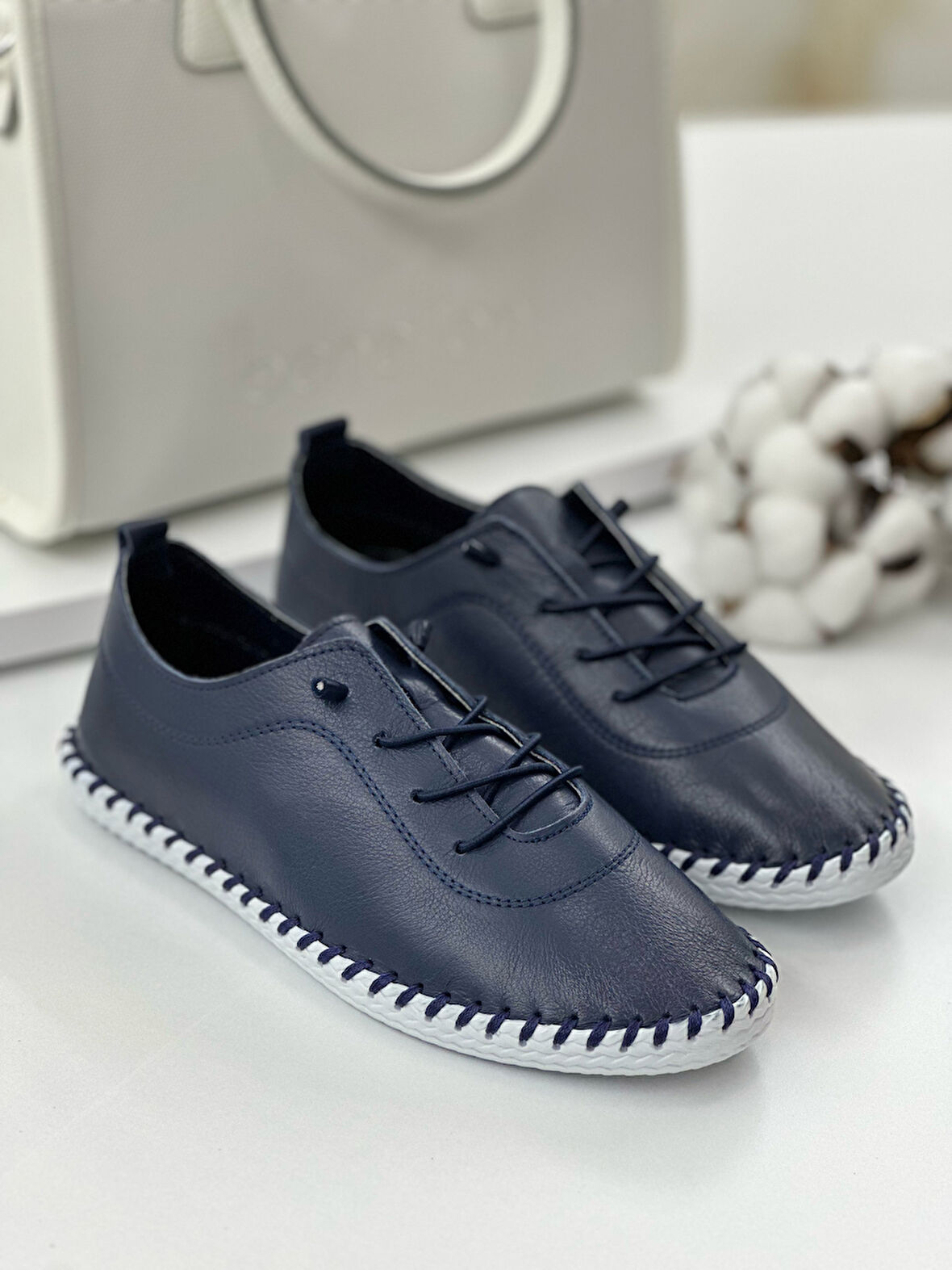 Derinyus %100 Hakiki Deri Çarık - Lacivert