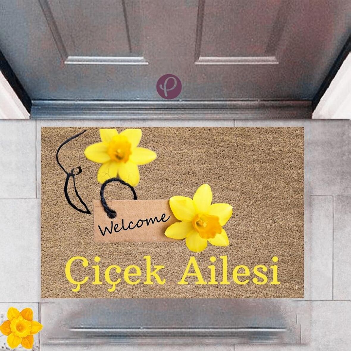 Kapı Önü Paspası Dekoratif Dijital Baskı Welcome P-2462