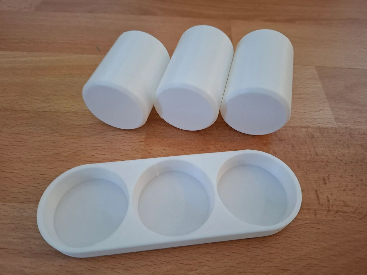 Beyaz 3 Bölmeli 3D Baskı Diş Fırçası Organizeri – Banyo Düzenleyici – Sert Plastik