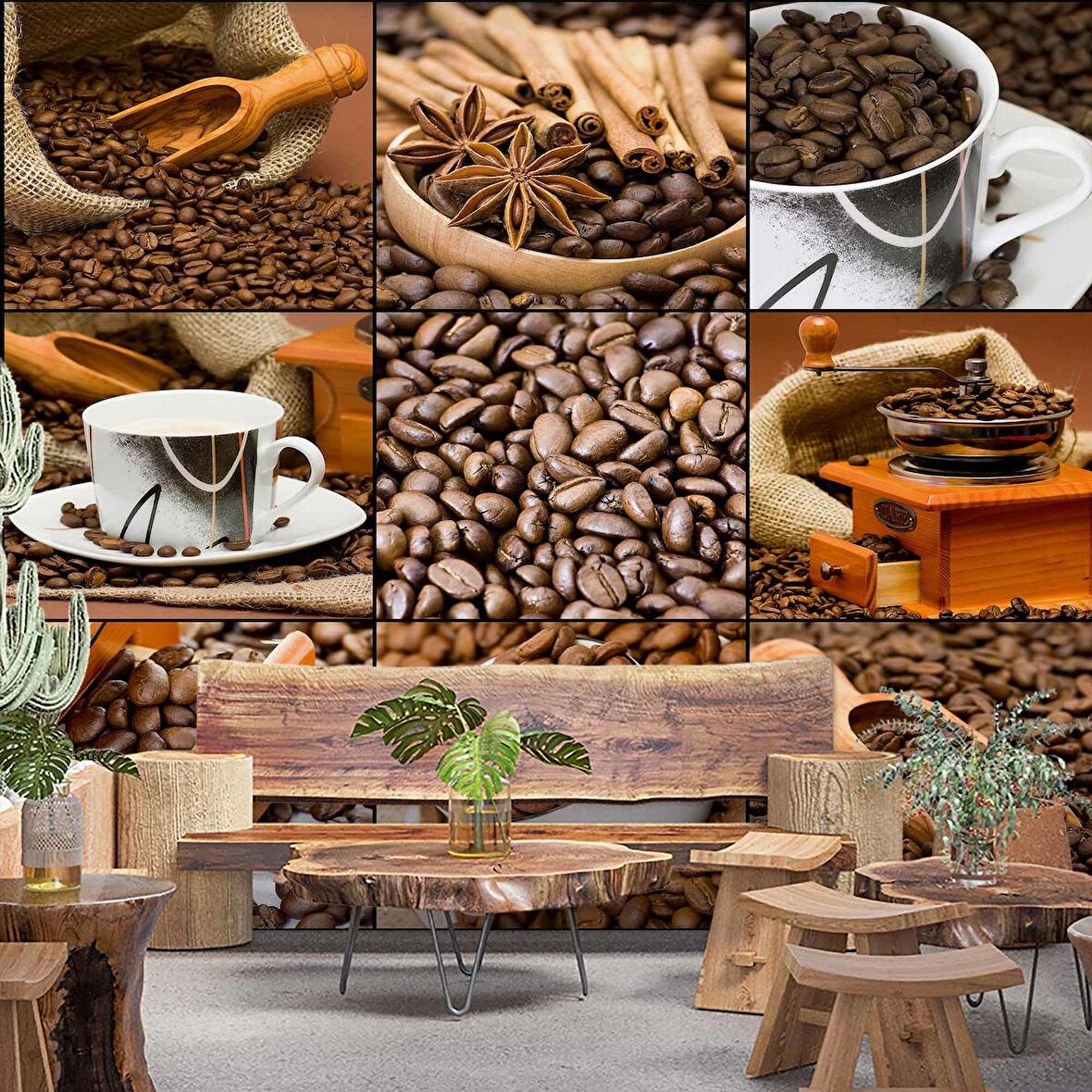 Kahve Çekirdeği Cafe Duvar Kağıdı Baskı