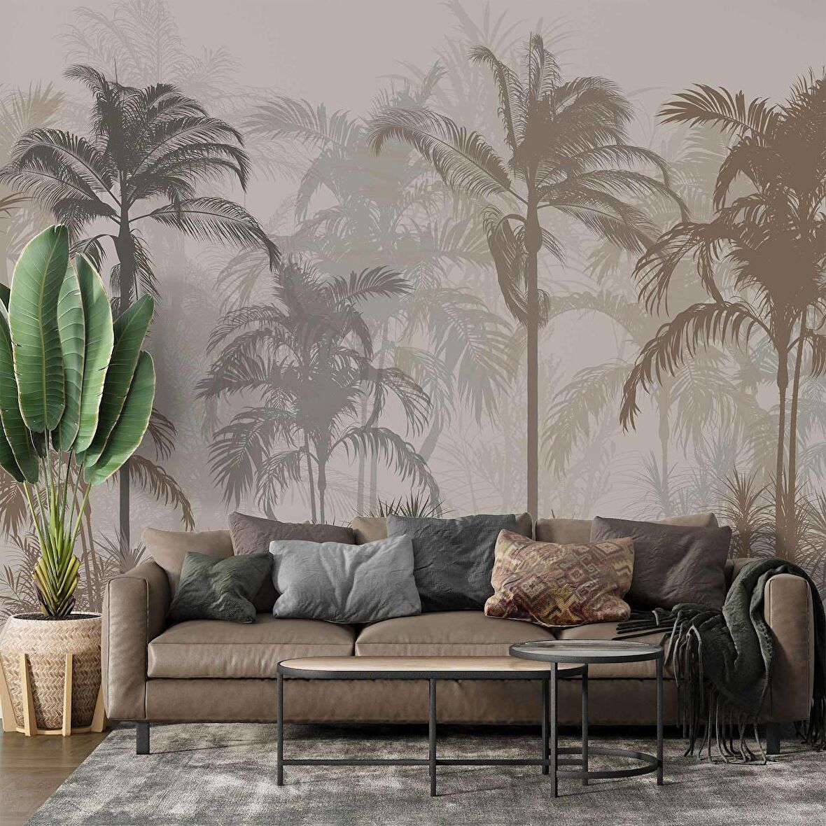 Ağaç Silüeti Temalı Duvar Kağıdı Baskı