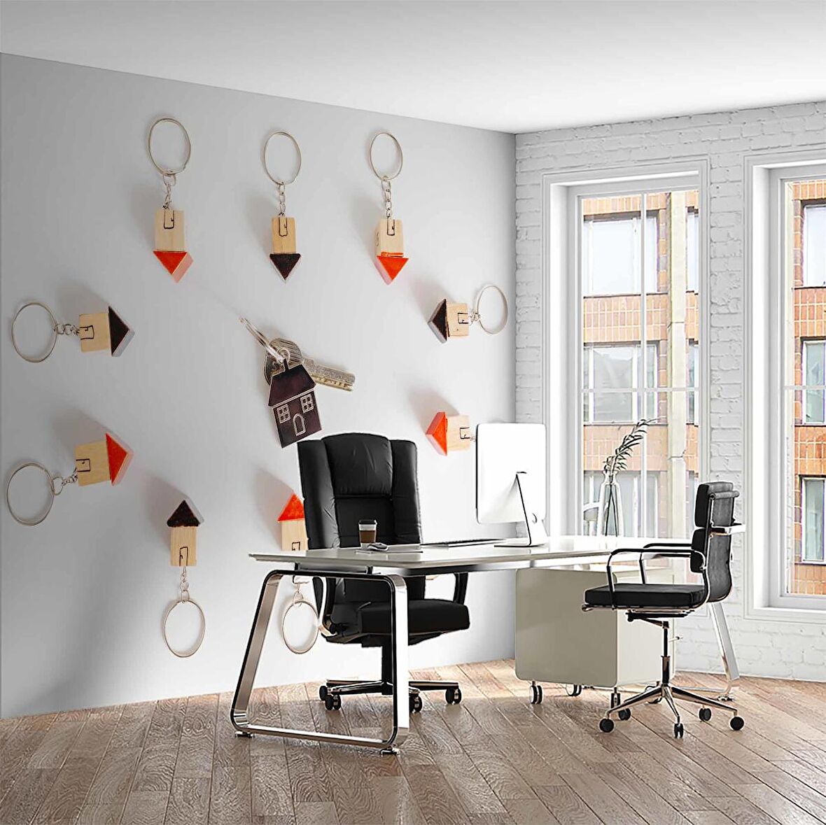 Ev-Anahtarlık Temalı Duvar Kağıdı Baskı