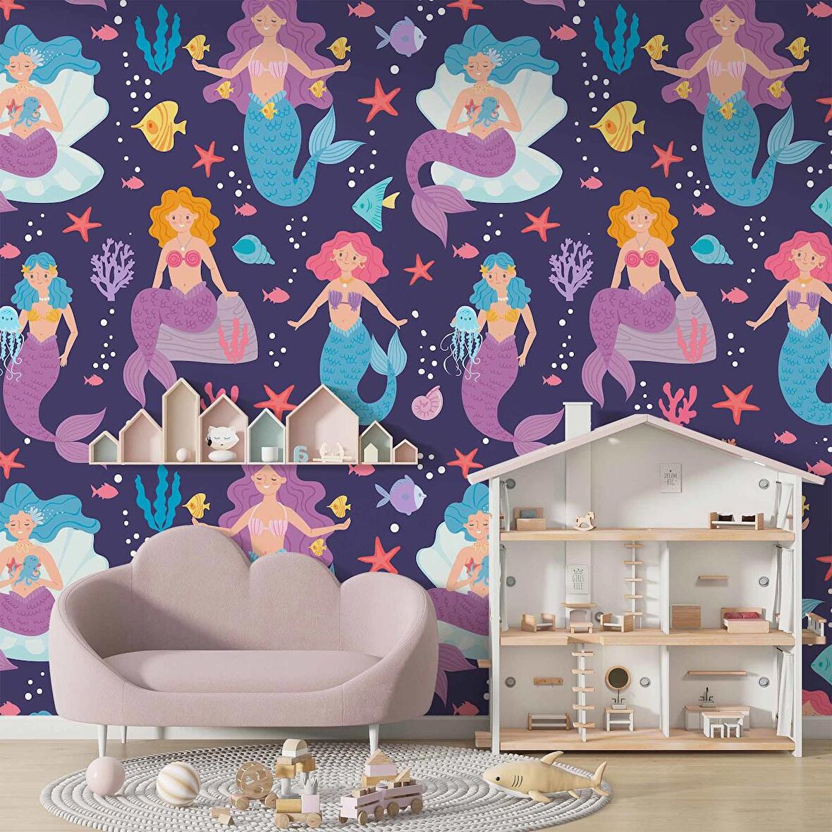 Deniz Kızı Temalı Çocuk Odası Duvar Kağıdı Baskı