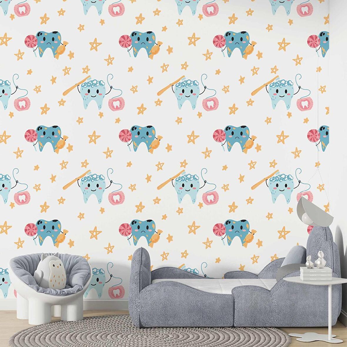 Diş Temalı Çocuk Odası Duvar Kağıdı Baskı