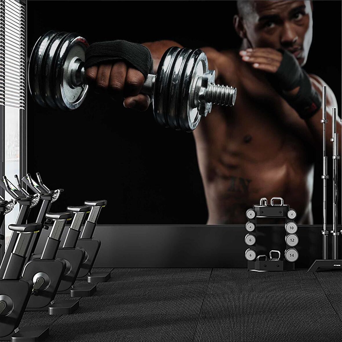 Güçlü Erkek Temalı Spor Salonu Duvar Kağıdı Baskı