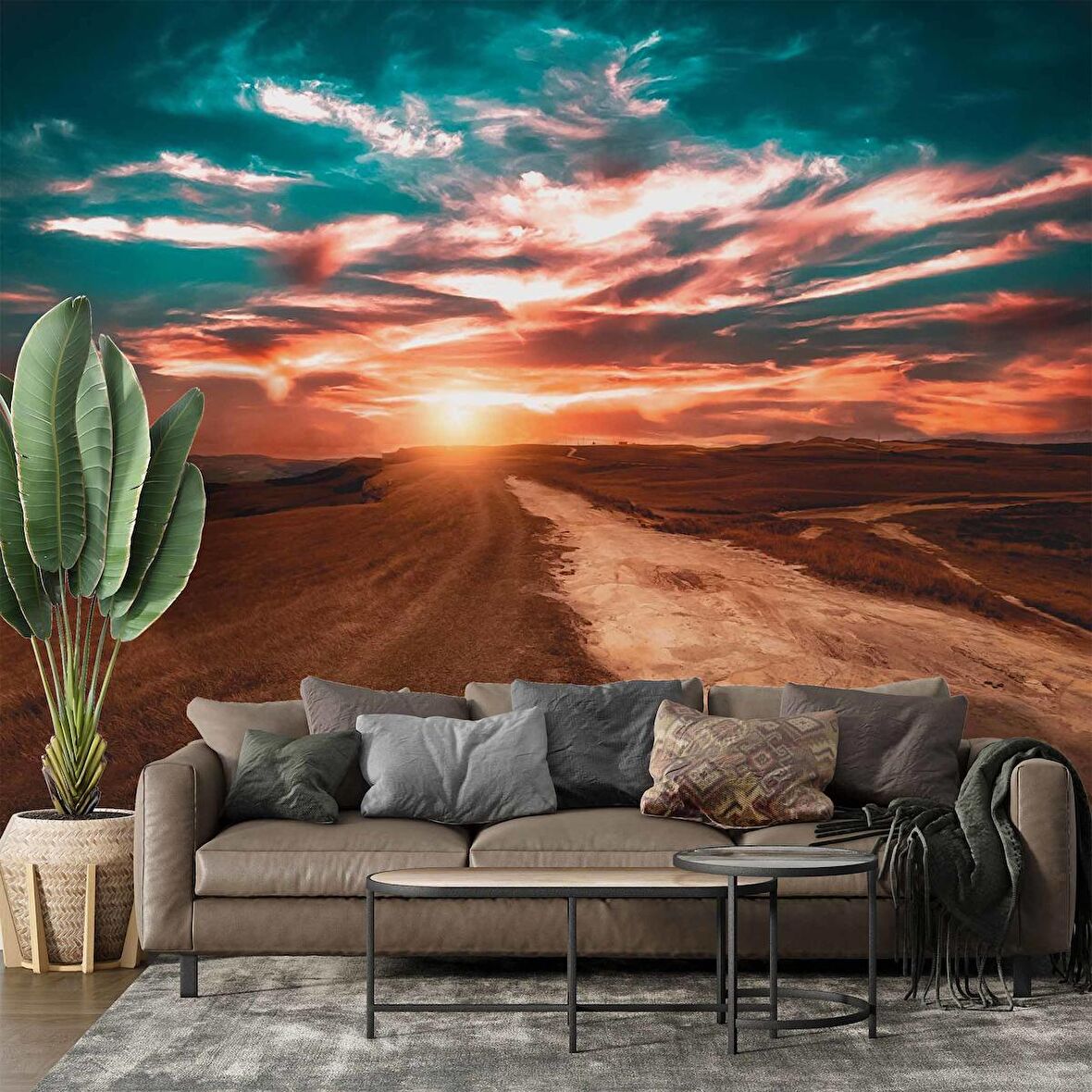 Günbatımı Manzaralı Duvar Kağıdı Baskı