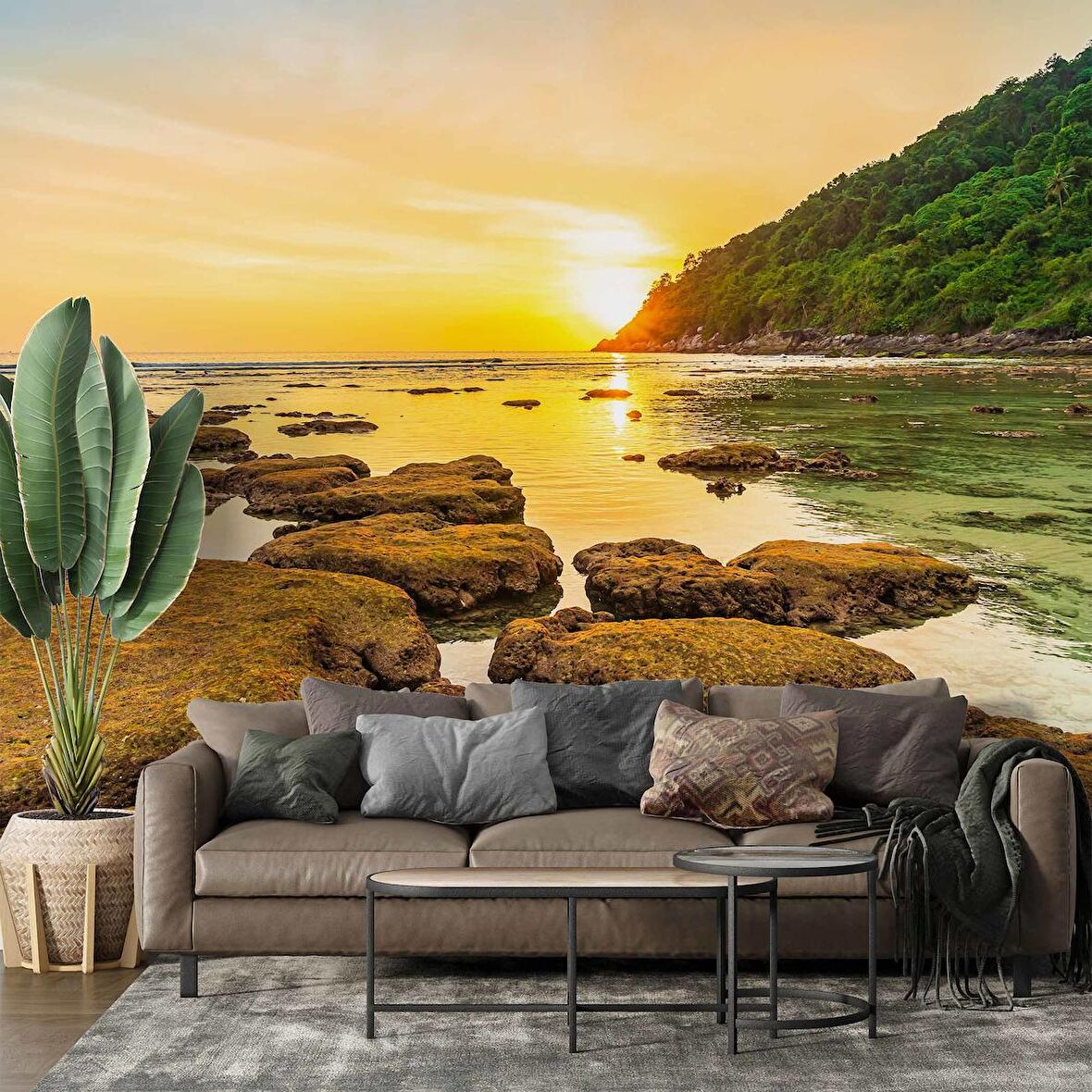 Günbatımı Deniz Manzaralı Duvar Kağıdı Baskı