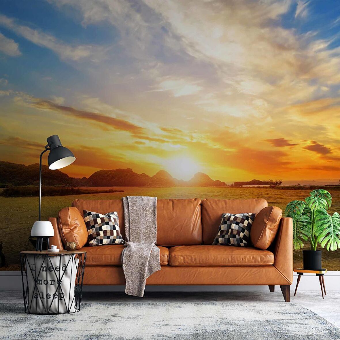 Sandal Deniz Manzaralı Gündoğumu Duvar Kağıdı Baskı