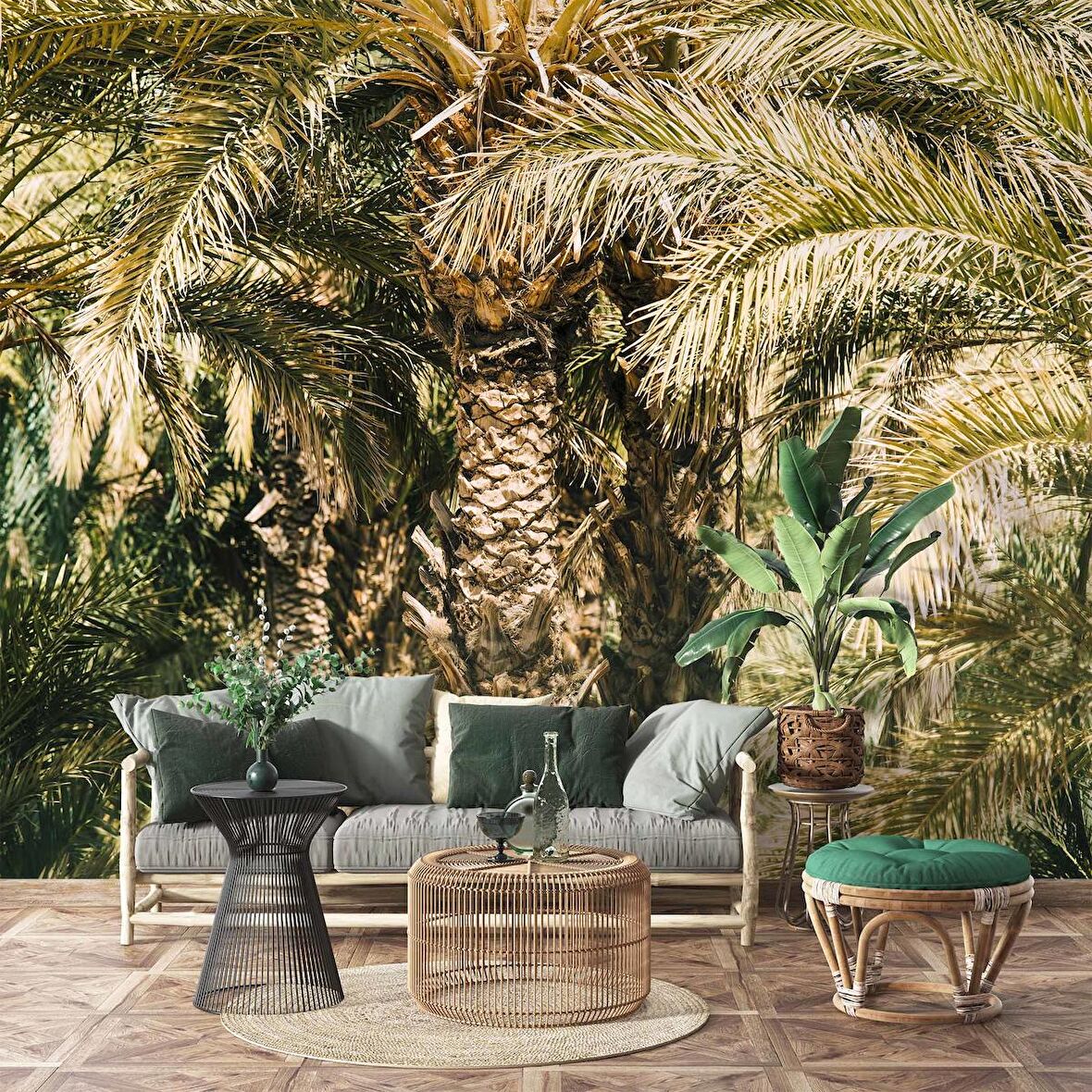 Palmiye Temalı Duvar Kağıdı Baskı