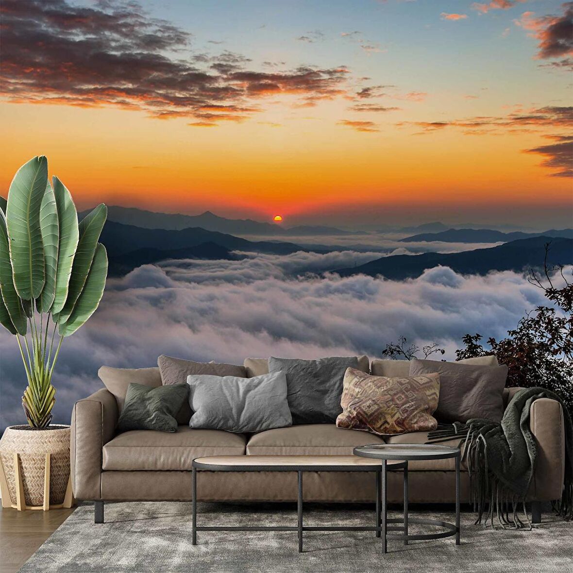 Bulut Günbatımı Manzaralı Duvar Kağıdı Baskı