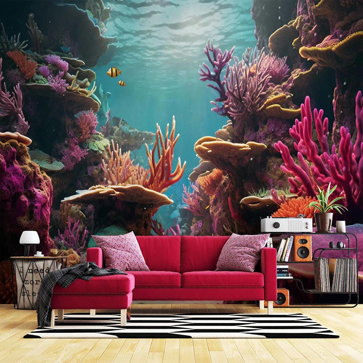 Su Altı Manzaralı Duvar Kağıdı Baskı