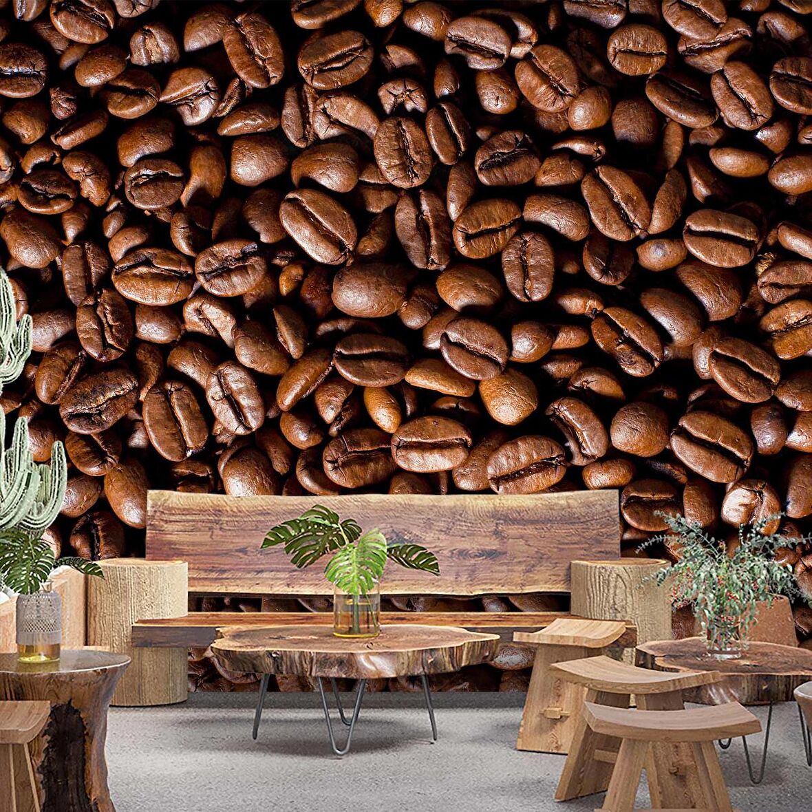 Kahve Çekirdeği Cafe Duvar Kağıdı Baskı