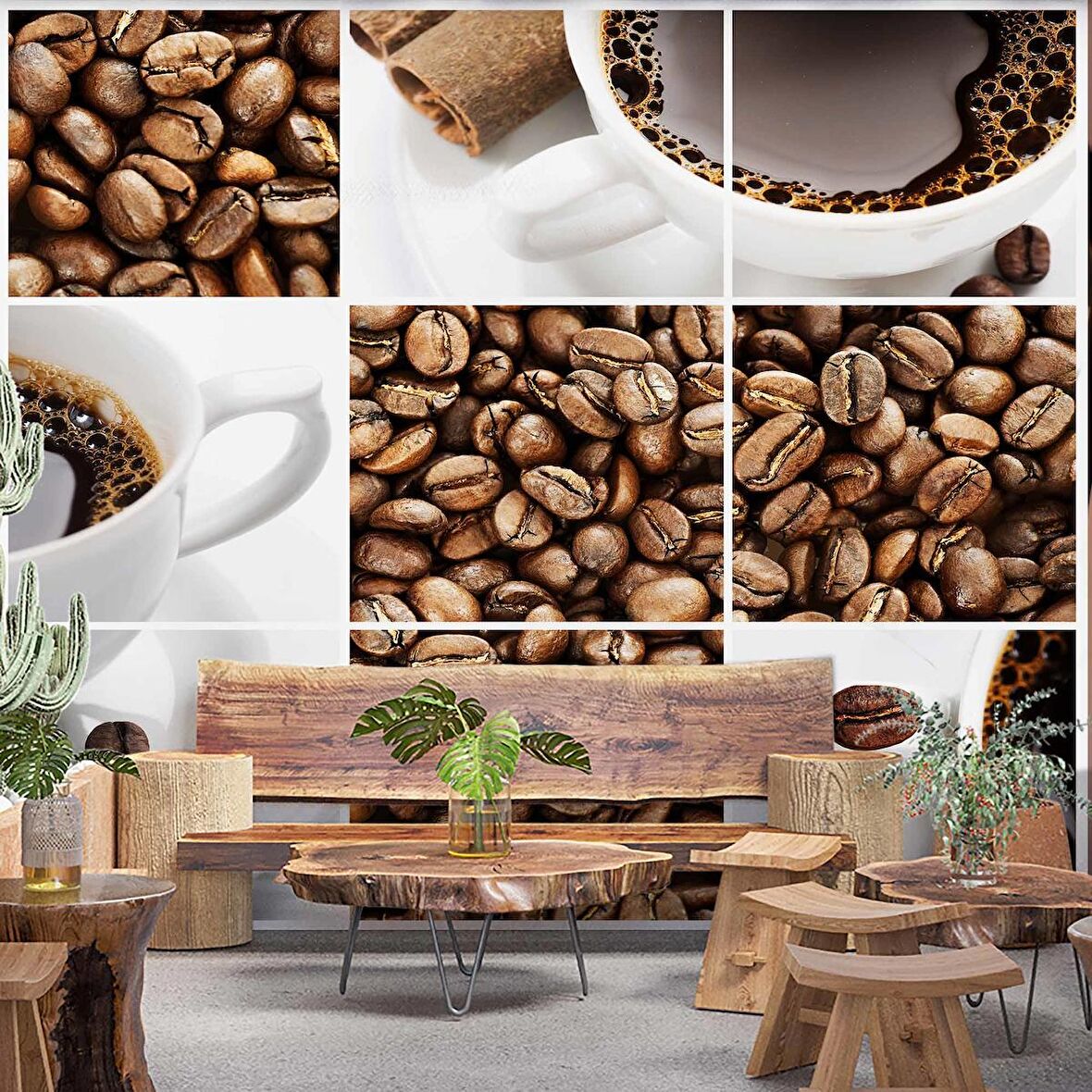 Kahve Çekirdeği Cafe Duvar Kağıdı Baskı