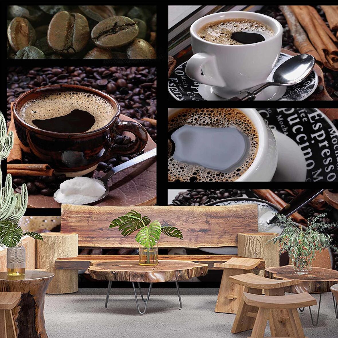 Kahveli Cafe Duvar Kağıdı Baskı