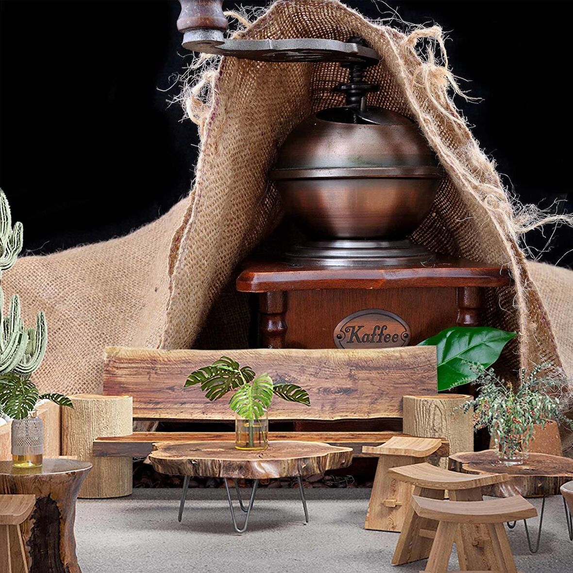 Kahve Öğütme Makinesi Cafe Duvar Kağıdı Baskı