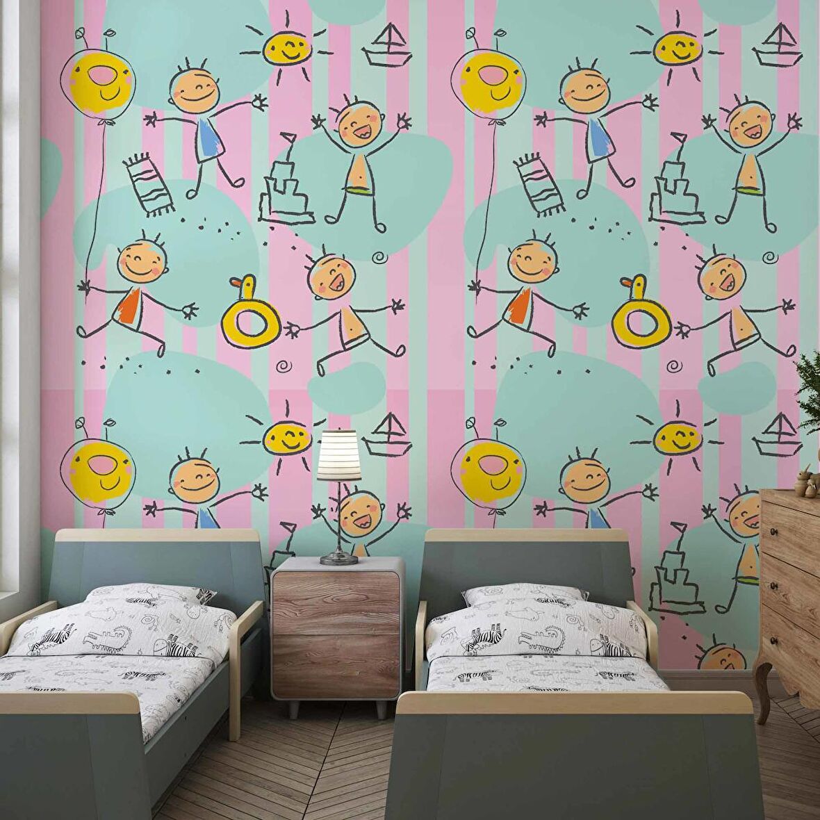 Tatil Çocuk Çocuk Odası Duvar Kağıdı Baskı