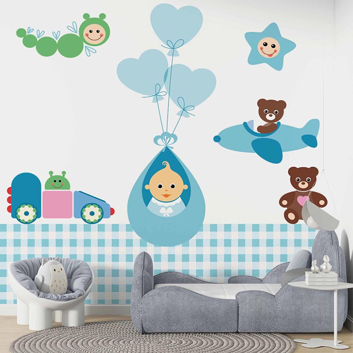 Uçan Bebek Çocuk Odası Duvar Kağıdı Baskı