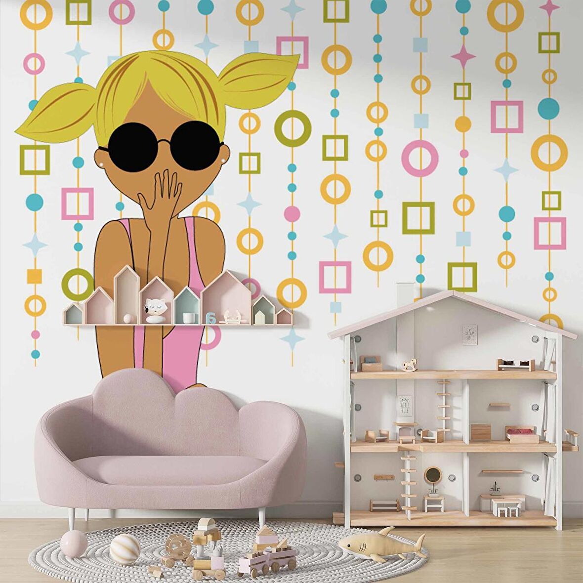 Kız Çocuk Çocuk Odası Duvar Kağıdı Baskı