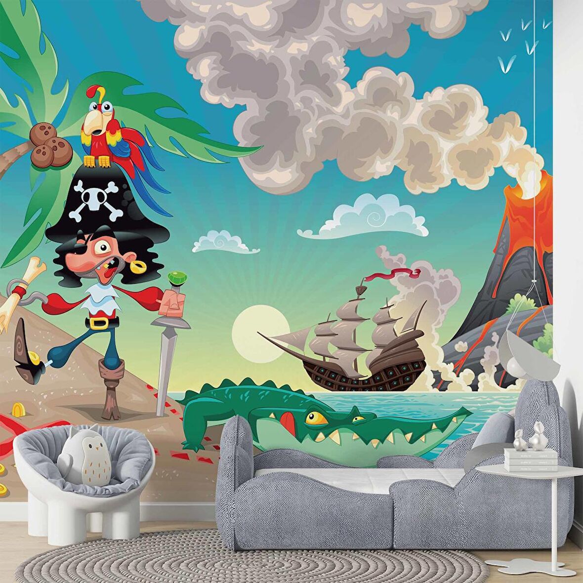 Korsan Adası Çocuk Odası Duvar Kağıdı Baskı