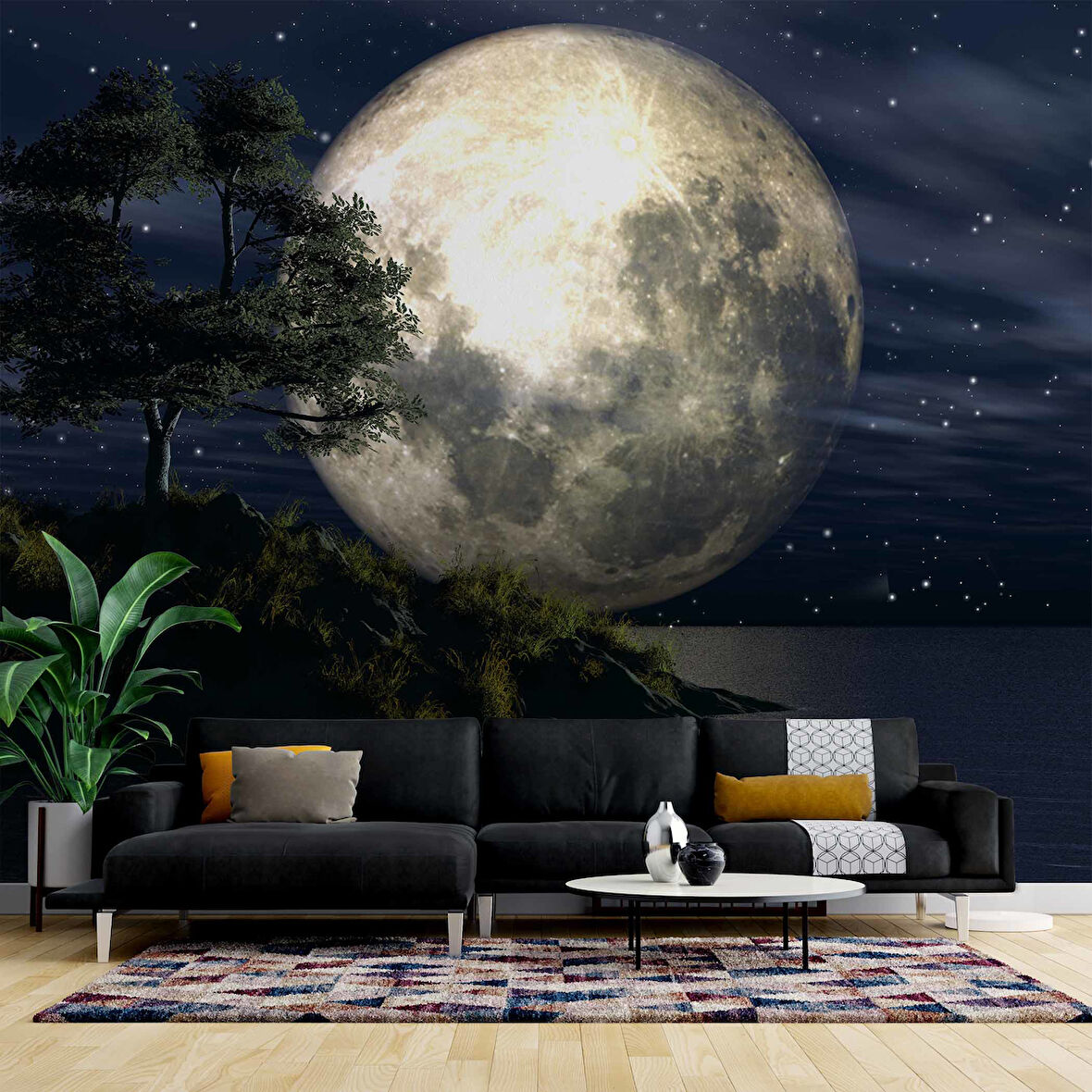 Ay ve Gece Manzarası Duvar Kağıdı