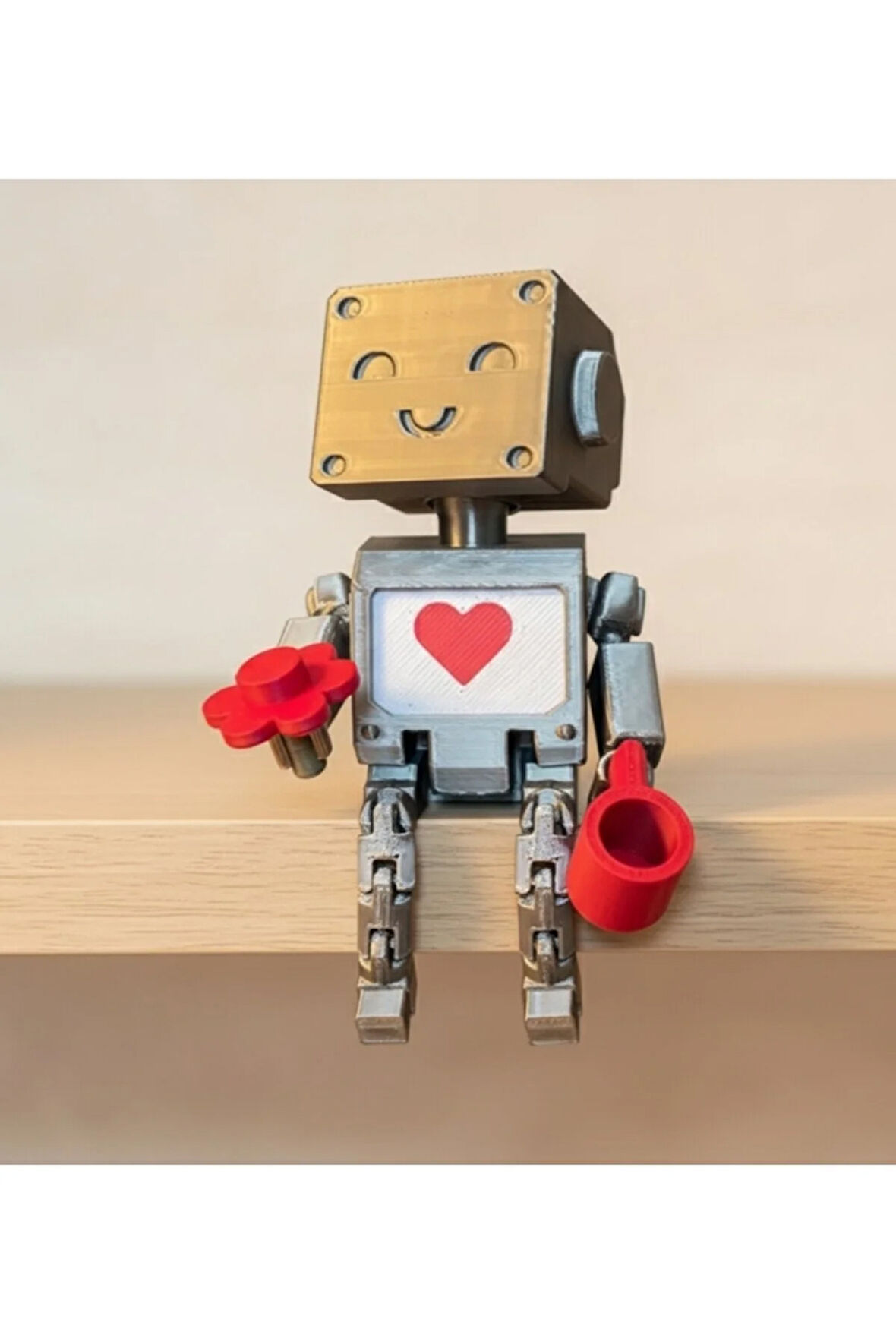 Sevimli Robot Masaüstü Figürü 10 cm 3D Baskı - Kalbinizi Çalmaya Geliyor!