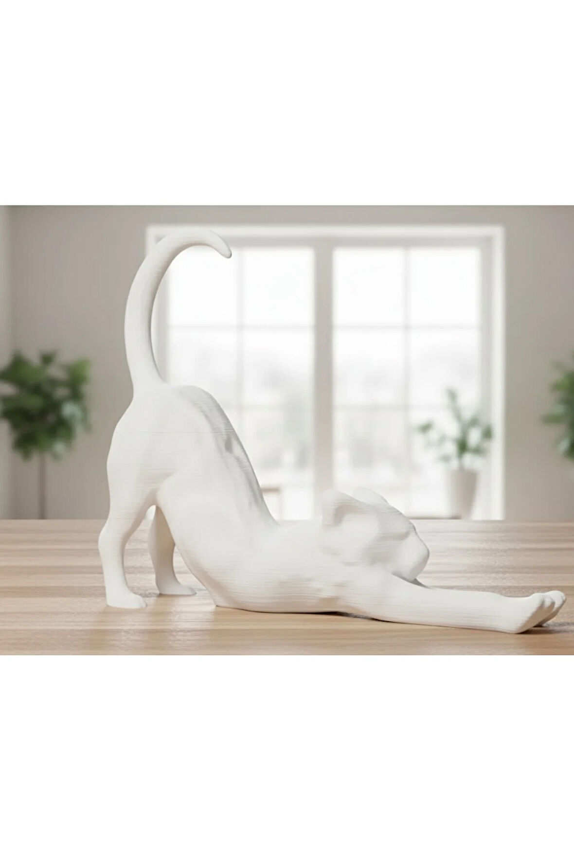 Esneyen Kedi Heykelciği | 3D Baskı - PLA Malzeme | Ev Dekorasyonu