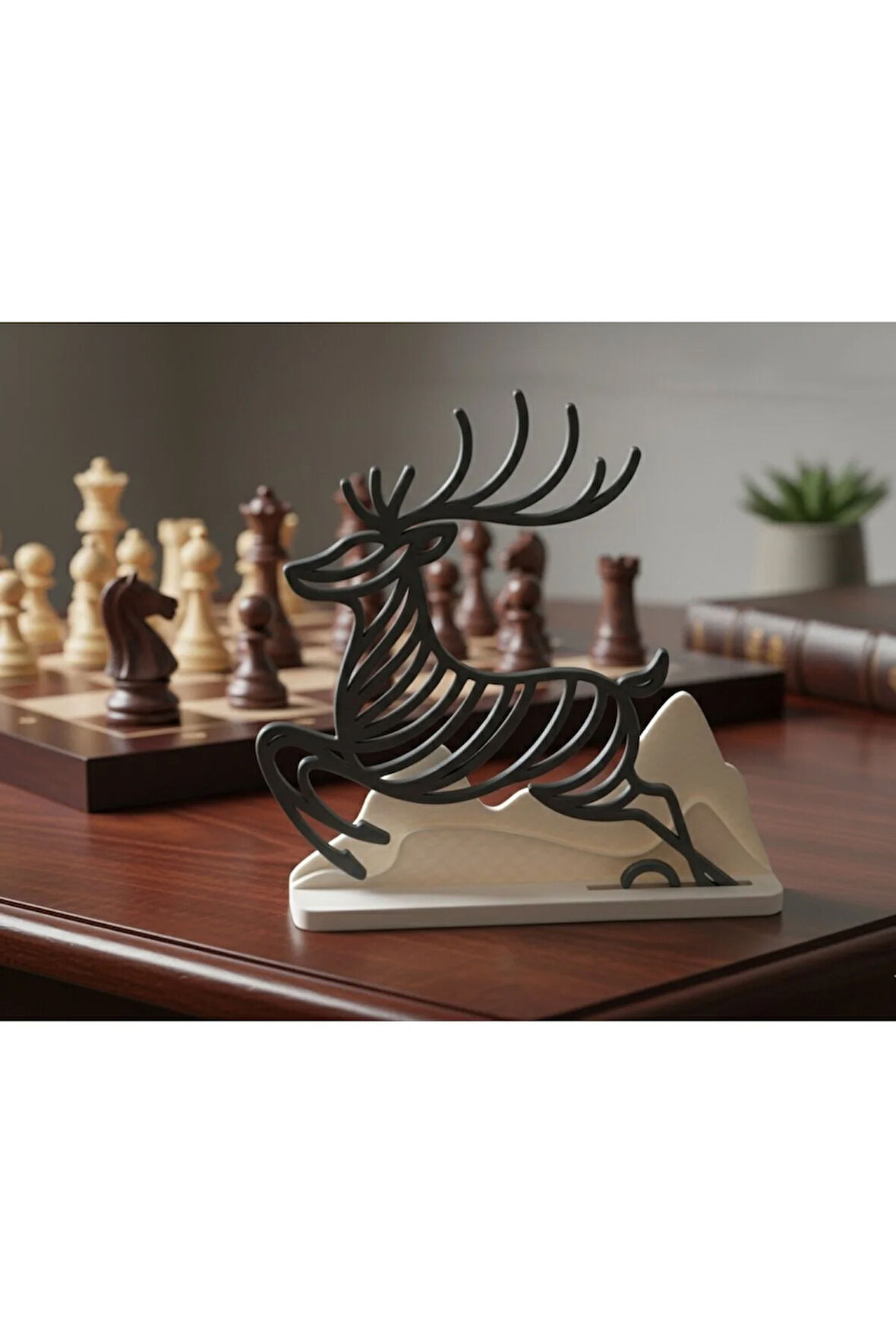 Zarif Geyik Dağ Formunda 3D Baskı Dekoratif Heykel - 16 cm