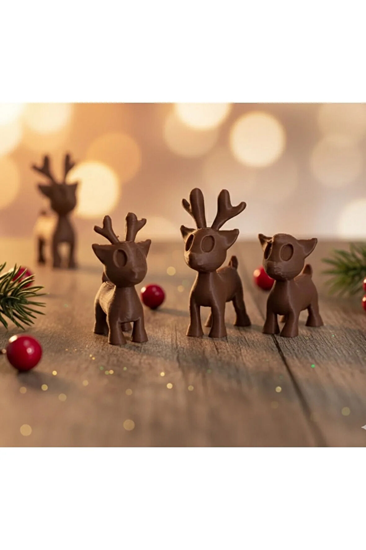 14 Adet Minik Geyik Sürüsü - 3D Baskı PLA Dekoratif Figürler