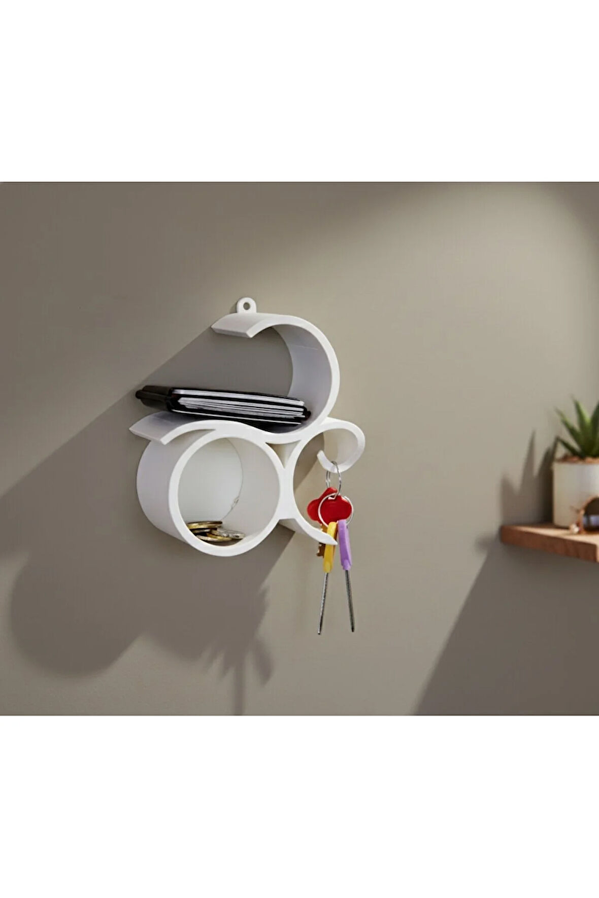 KEY-HUB 3D Duvar Organizer : Anahtarlık, Cüzdan ve Bozuk Para Standı (PLA Malzeme)