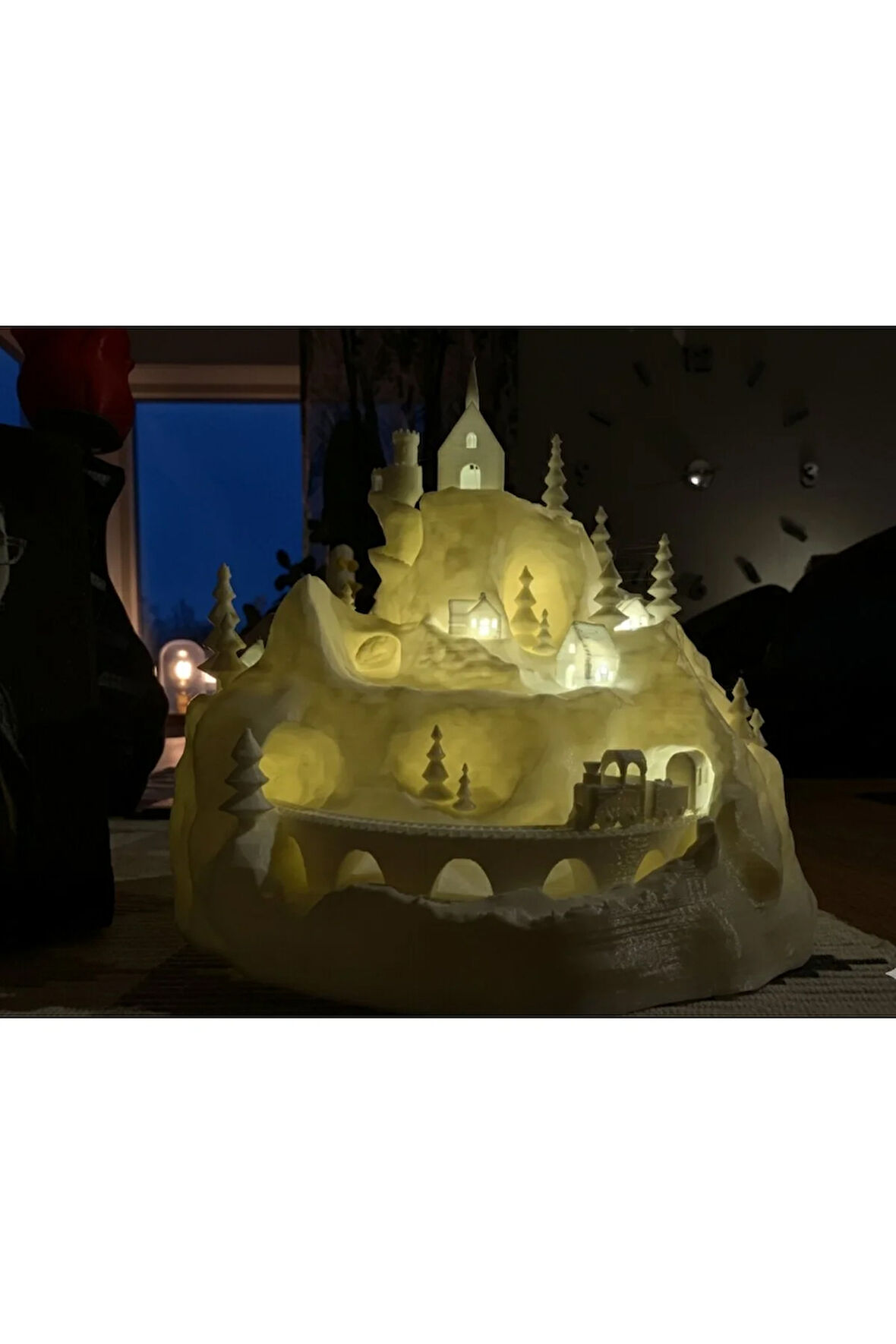 Karlı Diyar Kış Köyü Işıltısı | Yılbaşı Dekorasyonu | 3D Baskı Tealight LED