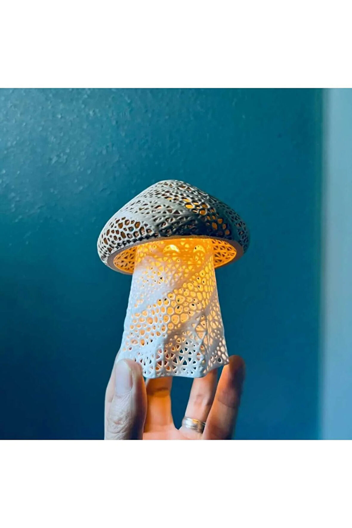 Mantar Tasarımlı 3D Dekoratif Tealight Lamba – Tealight Dahil