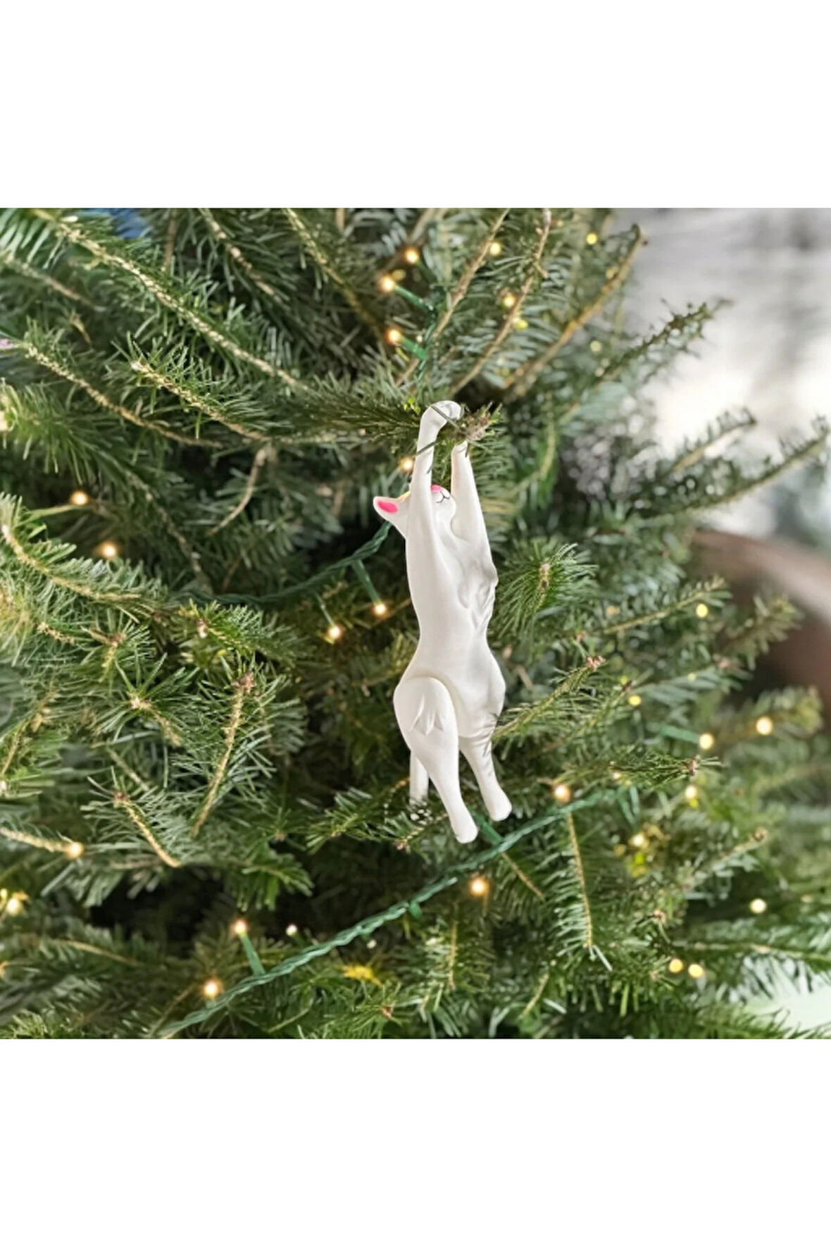 3D Baskı Kedi Yılbaşı Ağacı Süsü – PLA Malzeme Dekoratif Obje (16 cm)