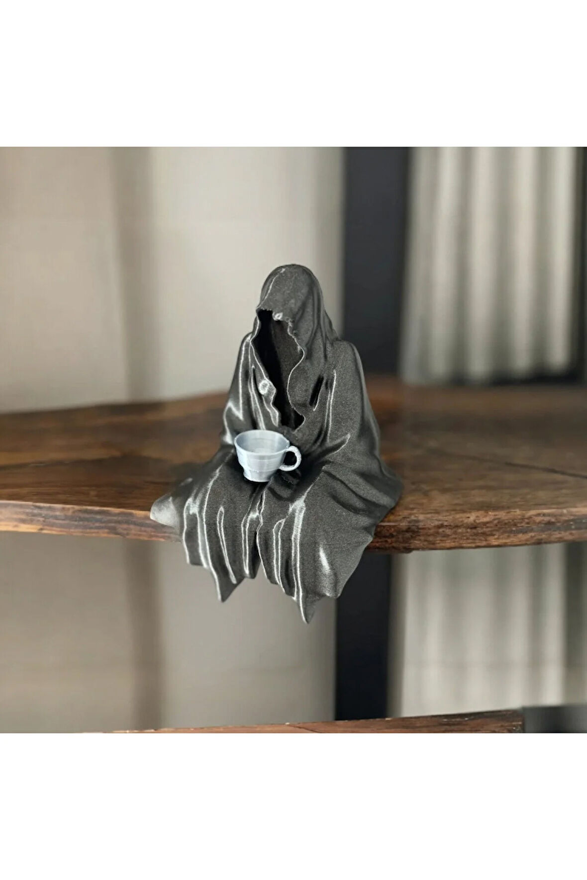 3D Yazıcı Baskı Hayalet Dekor Figürü – 7 cm (Siyah, Beyaz, Gümüş Gri 3’lü Set + Bardak Figürü Dahil)