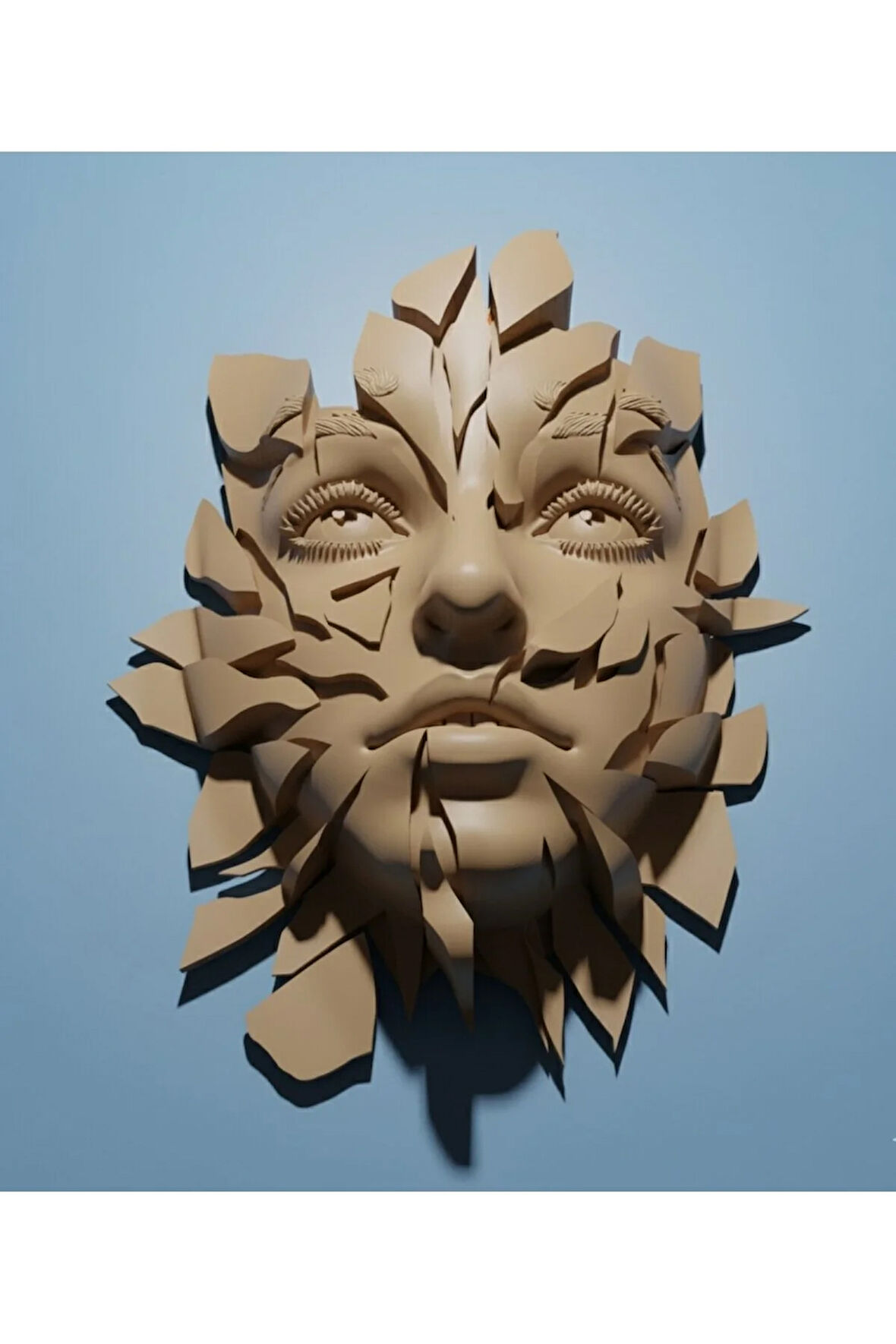 Gizemli Yüz: Devasa Parçalanmış Kadın Yüzü Heykeli (25 cm) - PLA 3D Baskı Sanatı