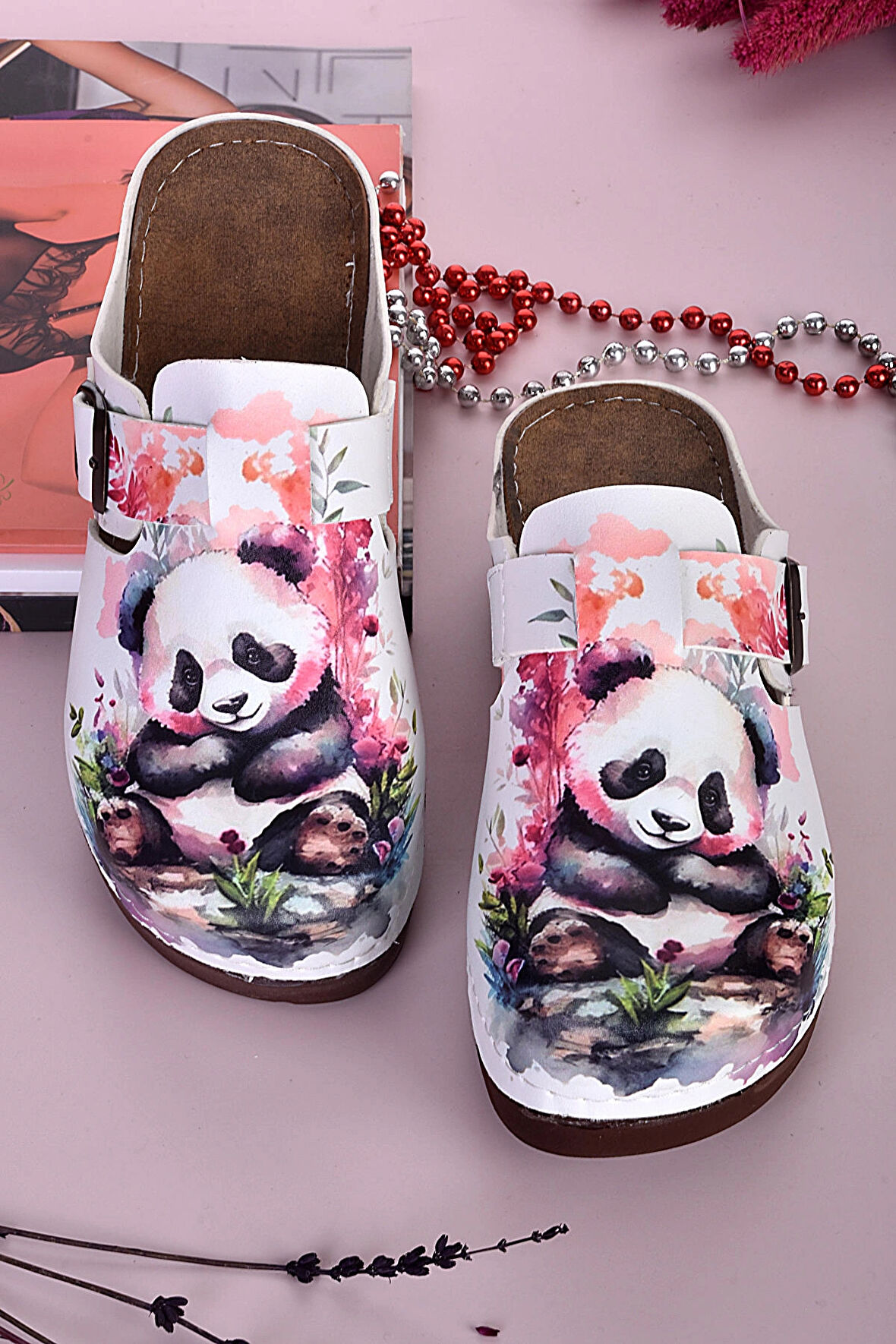 3060 Üzgün Panda Desenli Anatomik Terlik