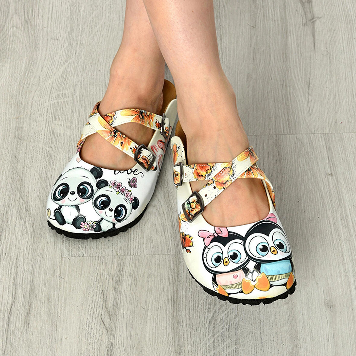 6292 Panda Ve Penguen Çapraz Sabo Terlik