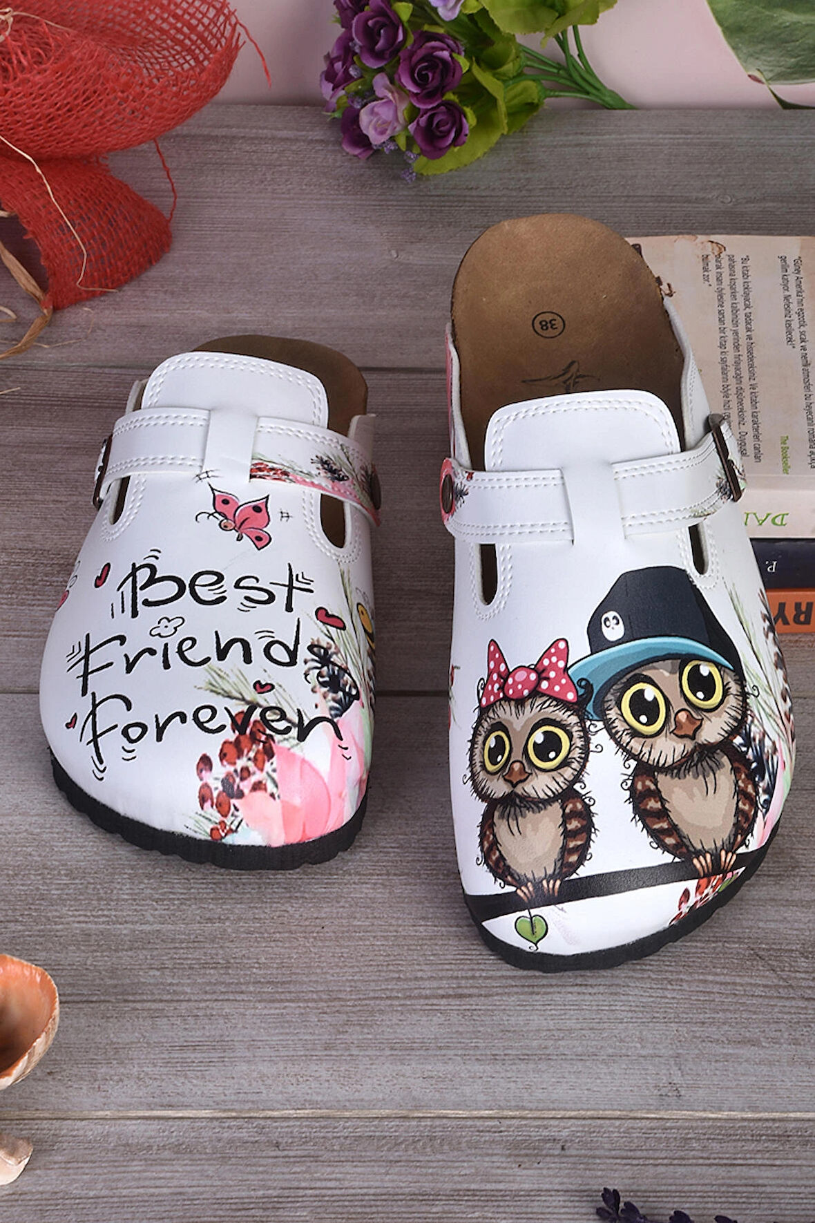 8016 Best Friends Forever Yazılı Sabo Terlik