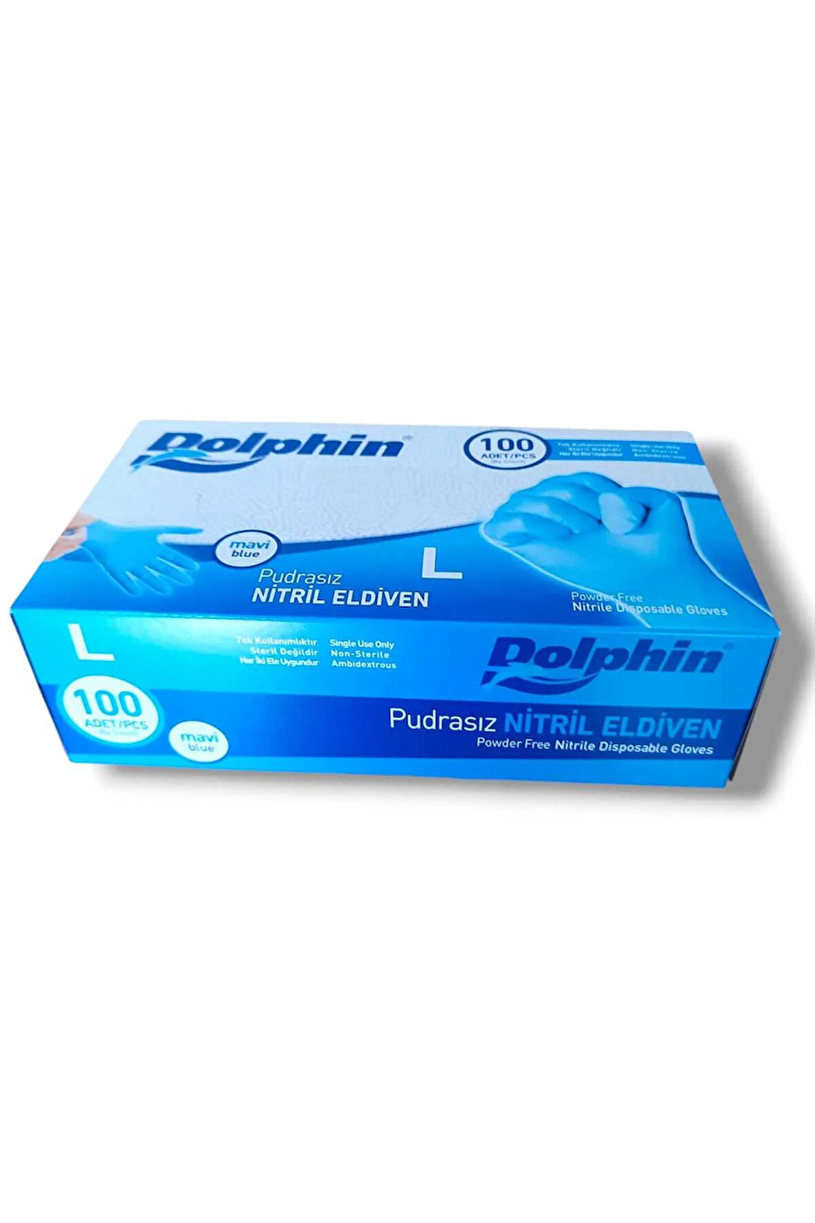 Mavi Pudrasız Nitril Eldiven L beden