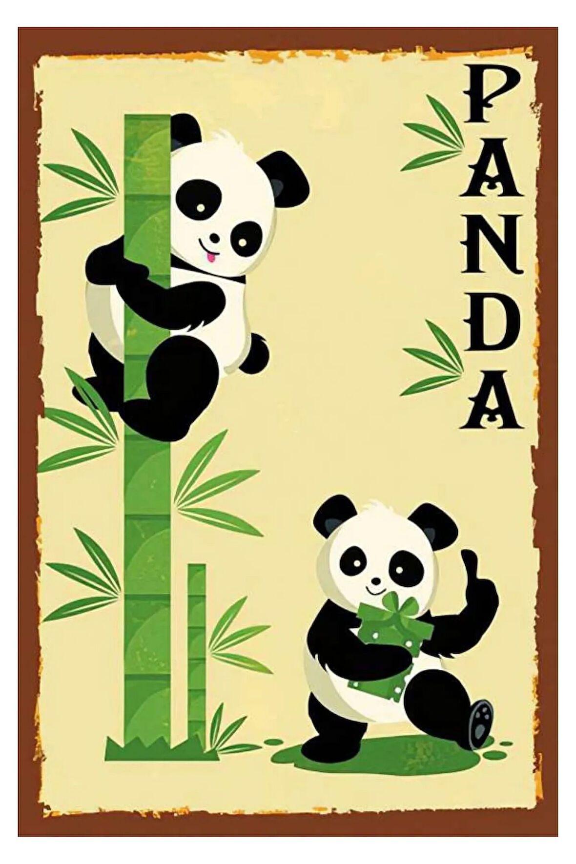 Panda Ahşap Mdf Poster, Modern Duvar Dekoru, Sanatsal Poster, Ev Ofis, Cafe Duvar Süs