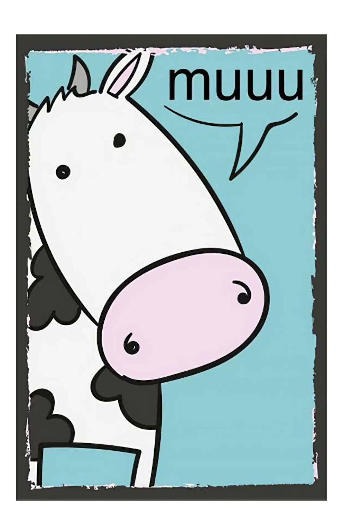 İnek Ahşap Mdf Poster, Modern Duvar Dekoru, Sanatsal Poster, Ev Ofis, Cafe Duvar Süs
