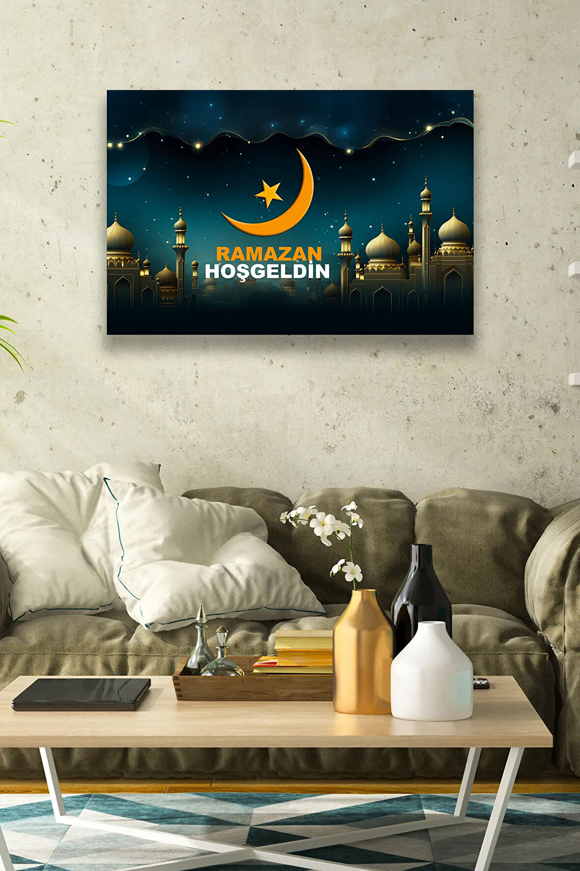 Hoşgeldin Ramazan Süsü, Dekoratif Dini Tablo Modeli, Ev, Oturma Odası, Kapı, Duvar Dekorasyonu
