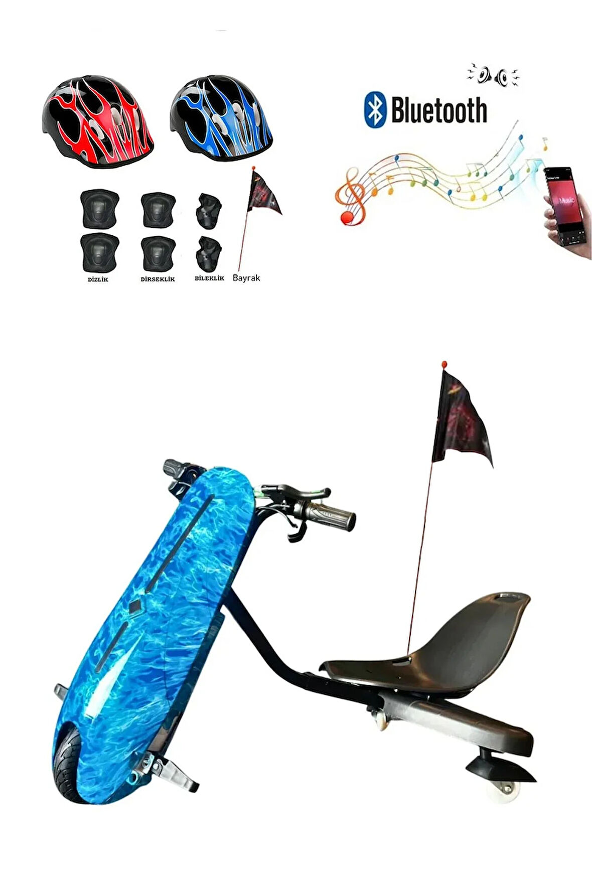 Citymate Drift Car Elektrikli Kaykay Bluetooth Dirift Kar Hoverboard Scooter + Koruma Ekipmanı D29