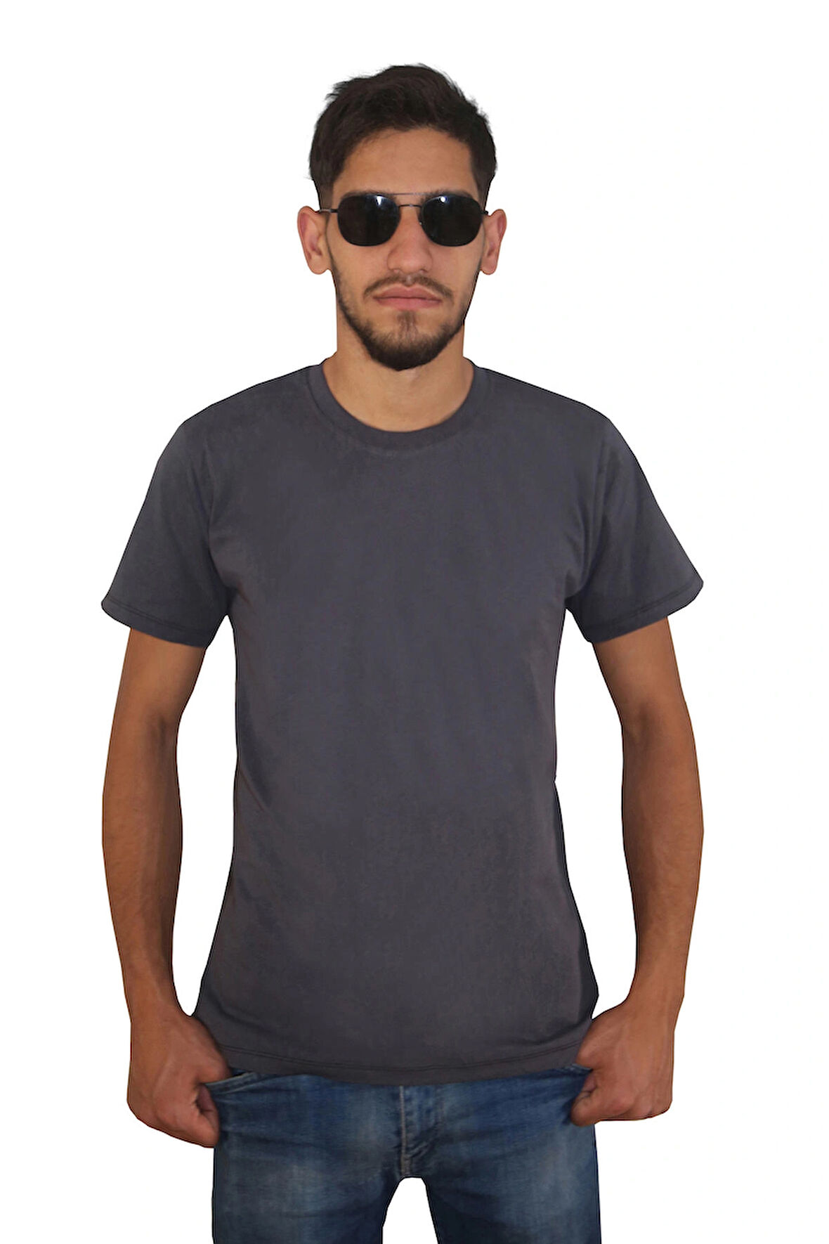 Erkek %100 Pamuklu Bisiklet Yaka T-shirt