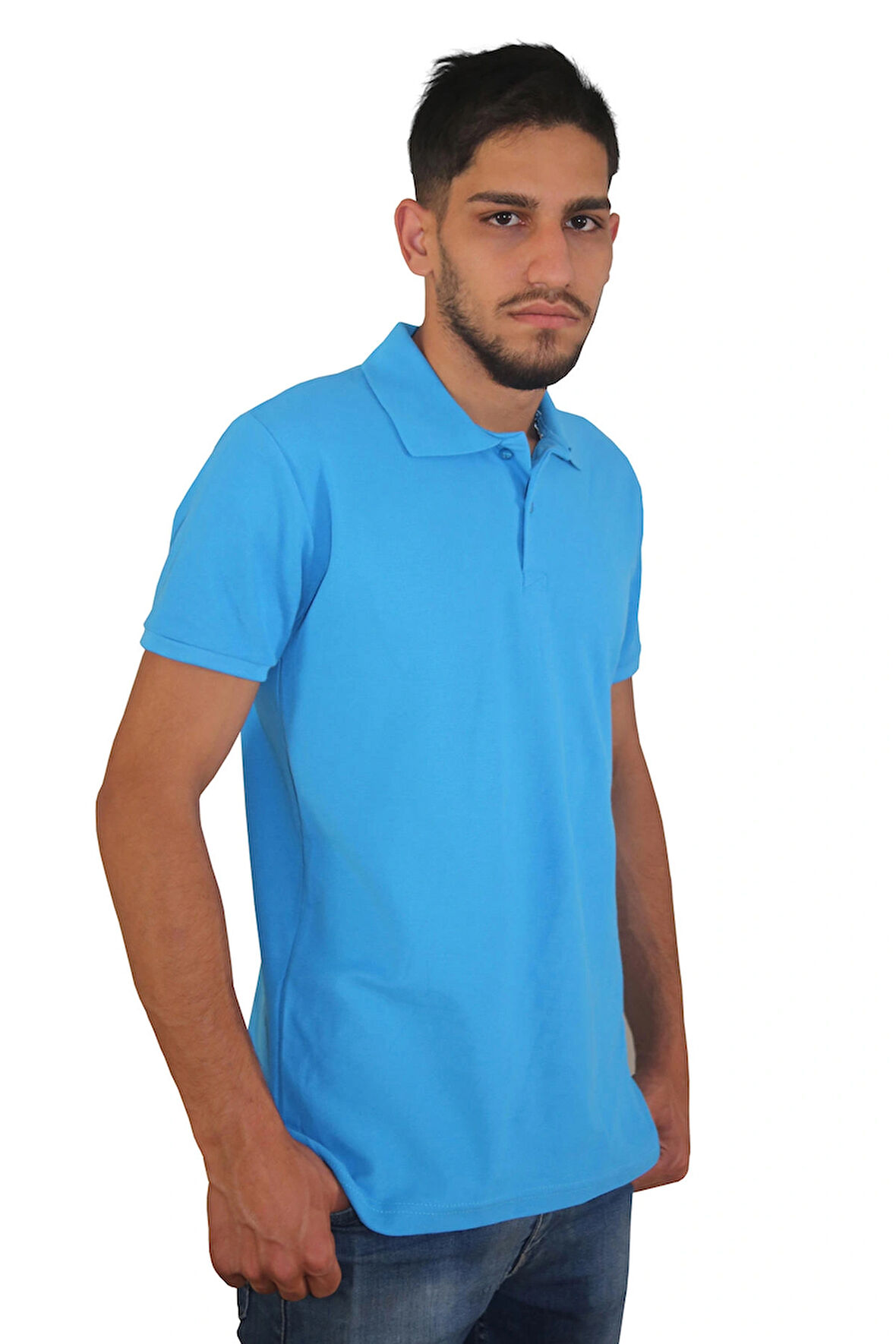 Erkek Polo Yaka Penye %100 Pamuklu  Tişört