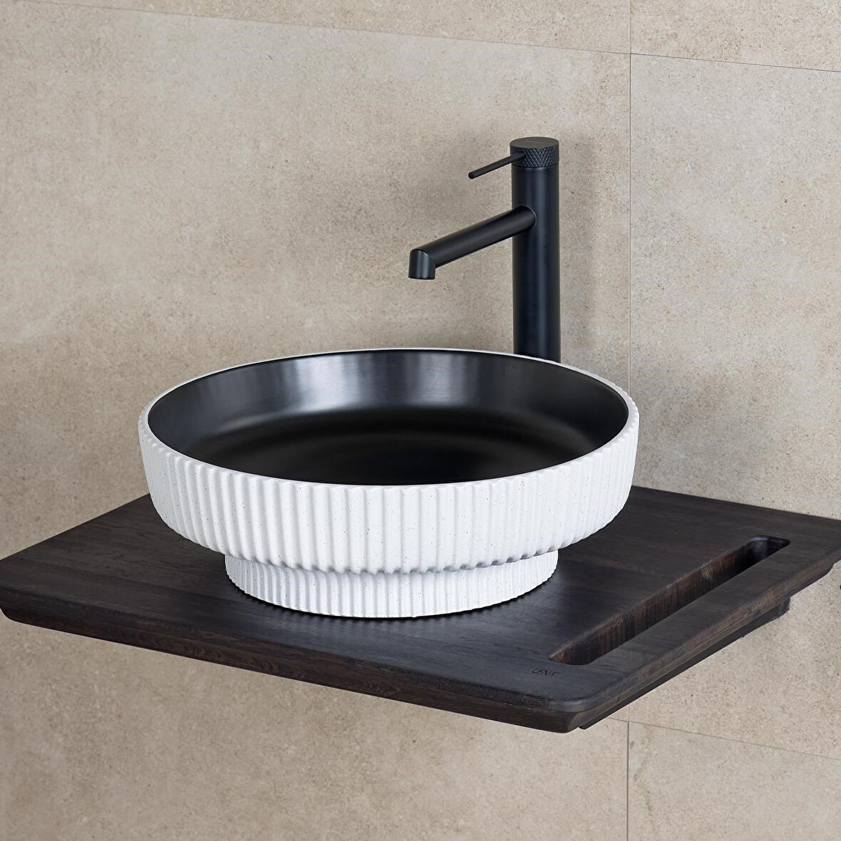 LENA TEZGAHÜSTÜ LAVABO (MAT SİYAH-BEYAZ) E-W1501MSB