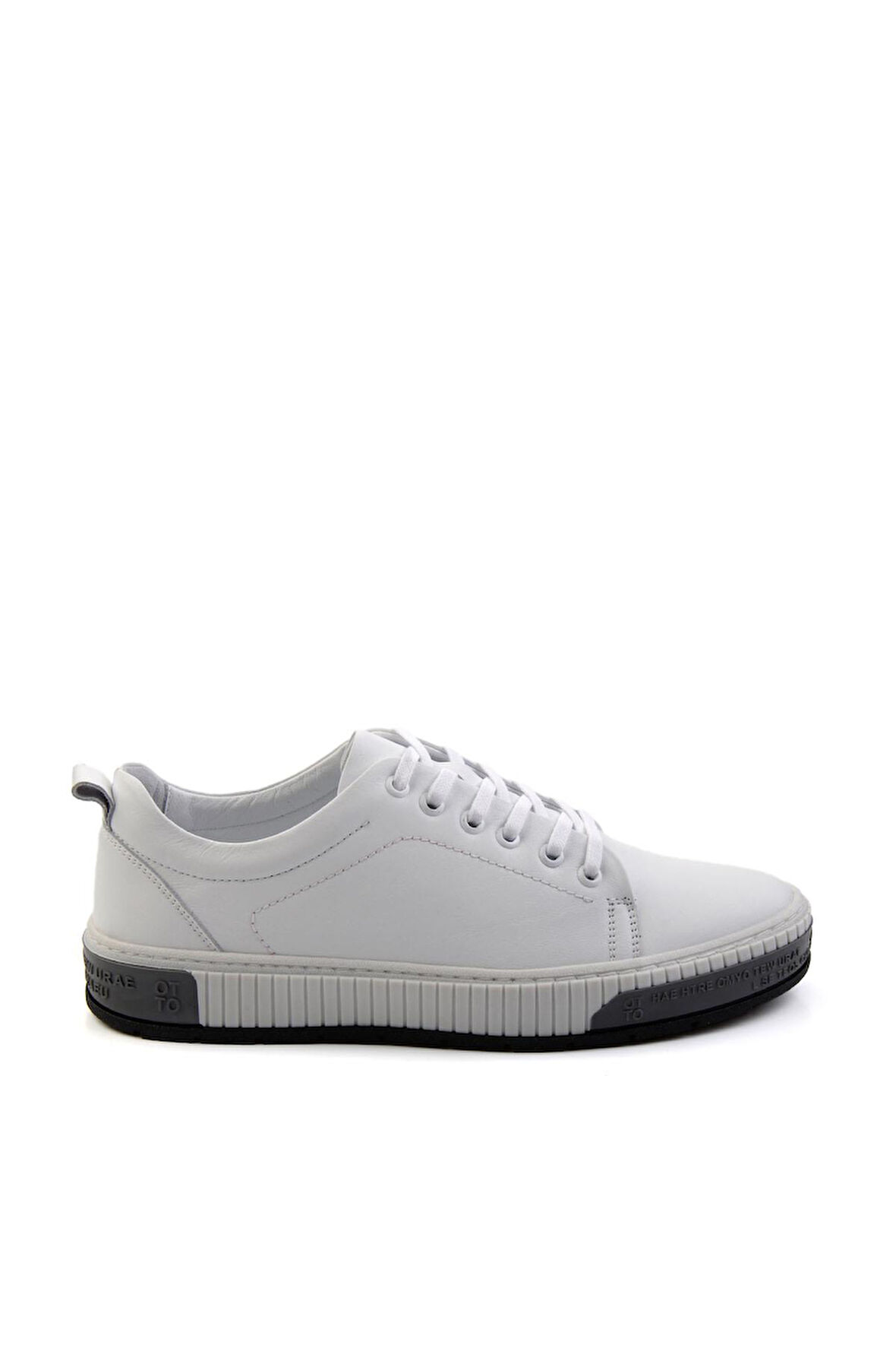 Beyaz Hakiki Deri Erkek Sneaker E01018033443