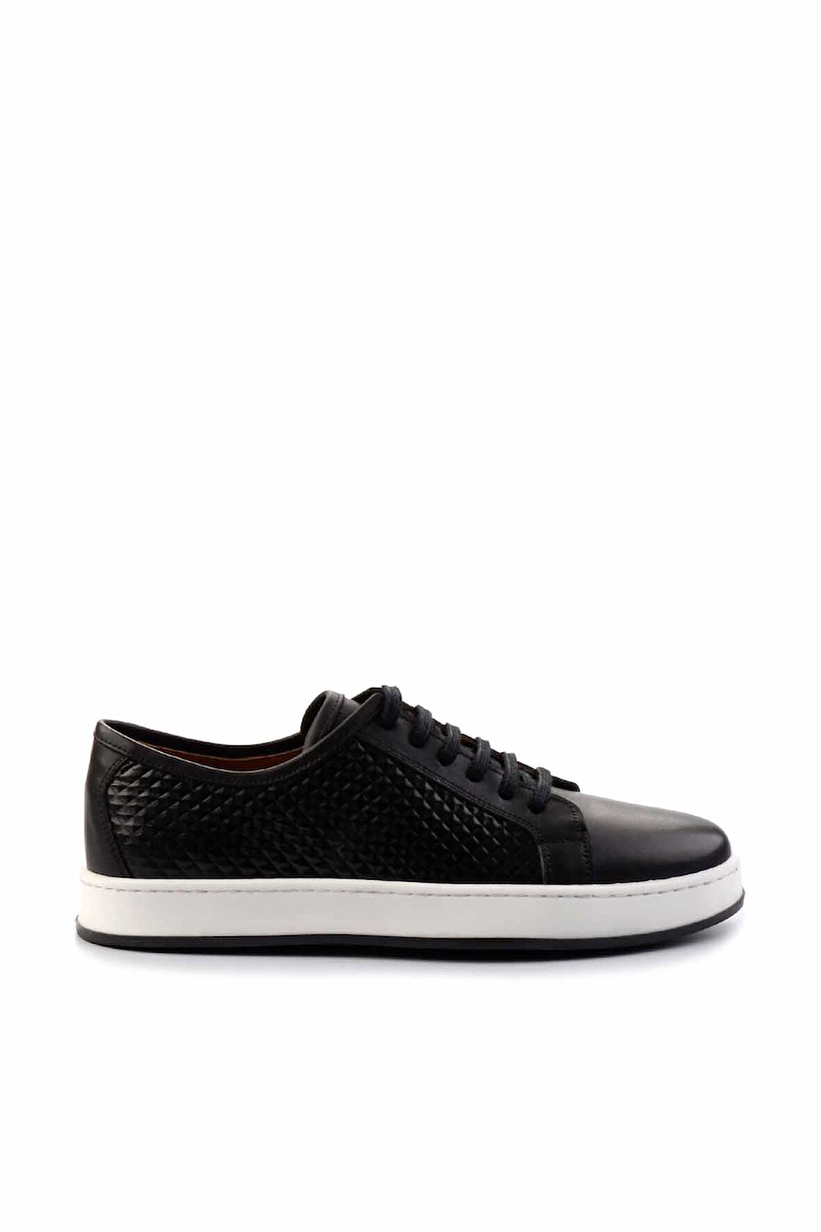 Siyah Baskılı Hakiki Deri Erkek Sneaker E01310099803