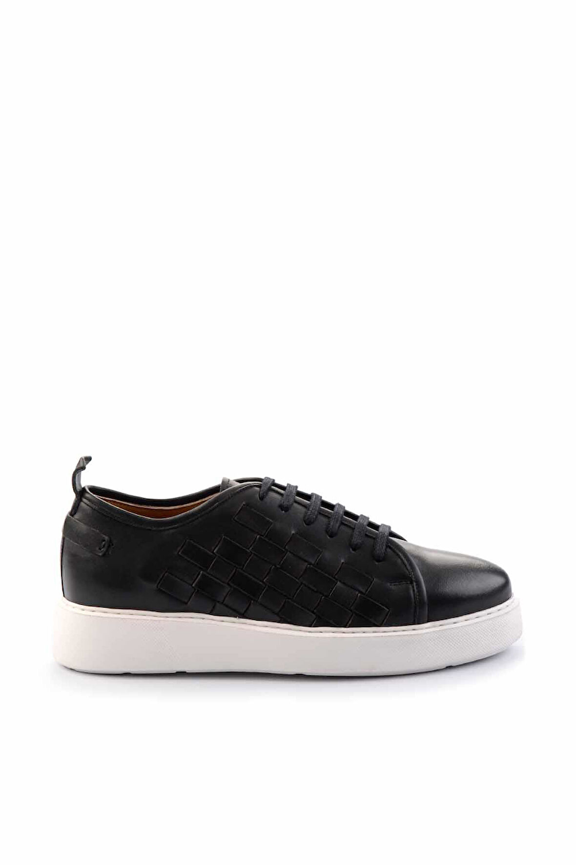 Siyah Örgü Hakiki Deri Erkek Sneaker E01310111741